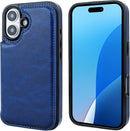 iPhone 16 Wallet Case with Card Holder PU Leather Kickstand Card Slots Case Black