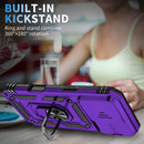 iPhone 16 Pro Case Slide Lens Cover & Built - in 360° Rotate Ring Stand Magnetic Case Black