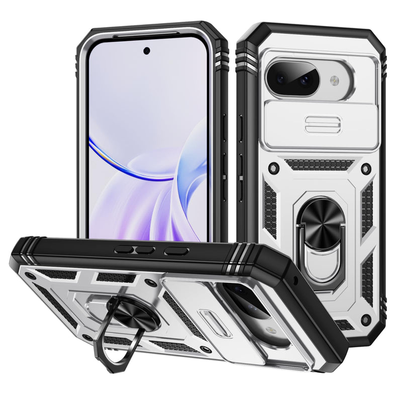 Lunivop Compatible with Google Pixel 10 Pro XL Case 360° Metal Rotated Ring Holder Magnetic Kickstand【Camera Protection】 Military - Grade Heavy Duty for Pixel 10 Pro XL Phone Case 2025 Pink Green