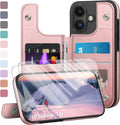 iPhone 16 Case Wallet Card Holder Case 2 Screen Protectors Folio Cove Cases 6.1" for Apple 16 Light Brown