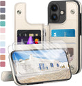 iPhone 16 Case Wallet Card Holder Case 2 Screen Protectors Folio Cove Cases 6.1" for Apple 16 Light Brown