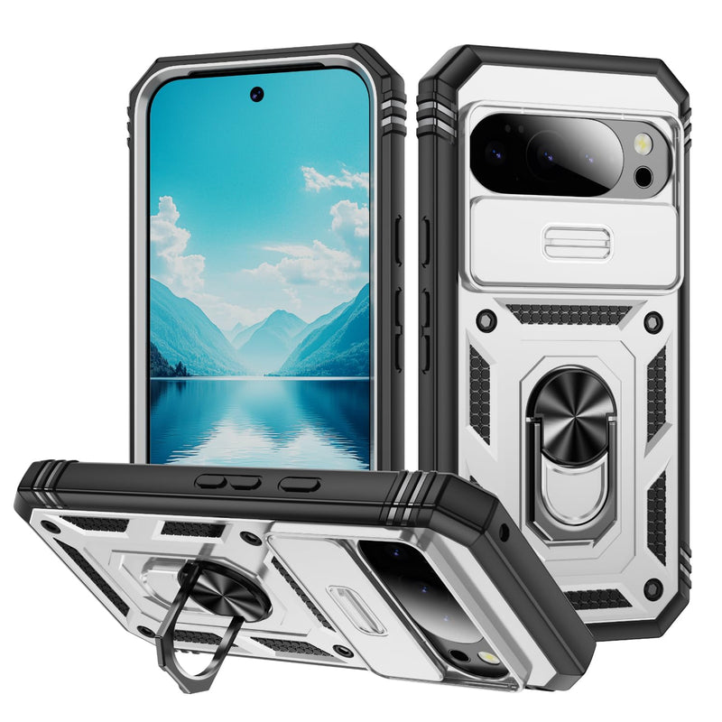 Lunivop Compatible with Google Pixel 10 Pro XL Case 360° Metal Rotated Ring Holder Magnetic Kickstand【Camera Protection】 Military - Grade Heavy Duty for Pixel 10 Pro XL Phone Case 2025 Pink Green