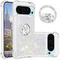 Liquid Quicksand Case for Google Pixel 10 Pro XL with Diamond Kickstand, Luxury Glitter Sparkle Flowing Bling Shockproof Protection Fun Cover for Google Pixel 10 Pro XL LSZ-Pink