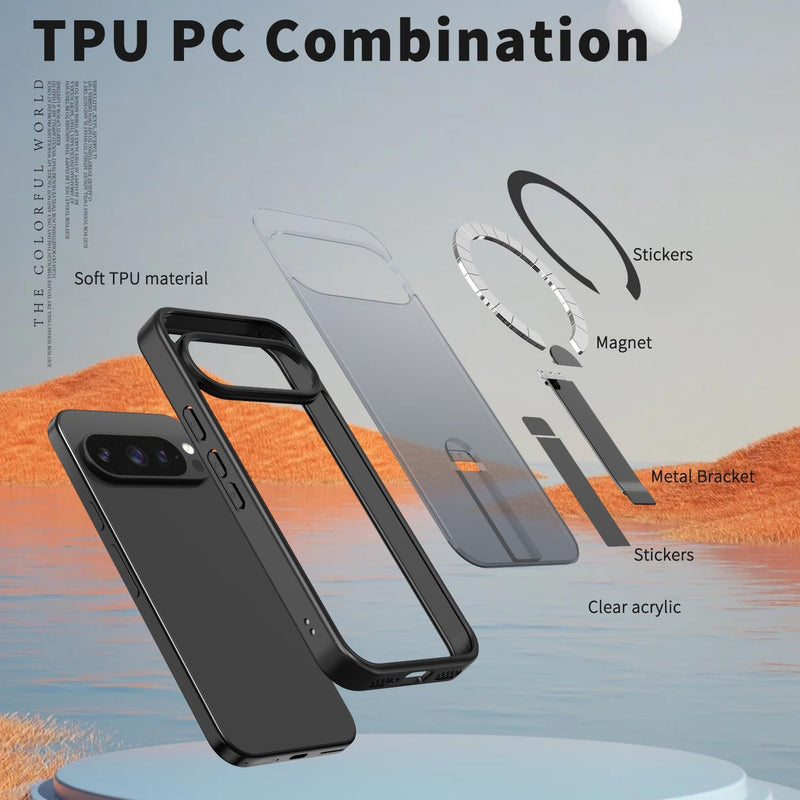 for Google Pixel 10 Pro XL Case [Compatible with MagSafe][Built-in Invisible Kickstand][Military Grade Shockproof] Slim Shockproof Magnetic Phone Case-Black