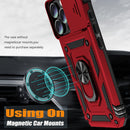 iPhone 16 Pro Case Slide Lens Cover & Built - in 360° Rotate Ring Stand Magnetic Case Black