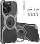 Frameless Magnetic Kickstand Metal Case for iPhone 16 Pro Max