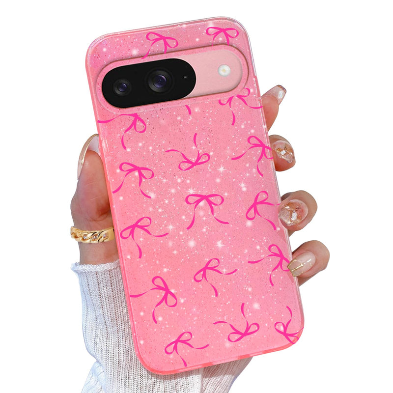 for Google Pixel 10 Pro XL Case Pink, Glitter Bling Phone Case for Women Girls Girly, Cute Sparkly Neon Bright Color, Soft TPU Phone Case for Google Pixel 10 Pro XL 6.8 inch, Hot Pink