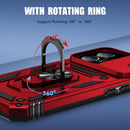 iPhone 16 Pro Case Slide Lens Cover & Built - in 360° Rotate Ring Stand Magnetic Case Black