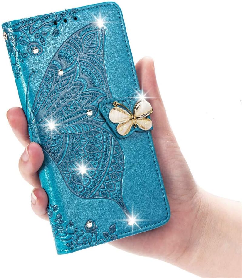 Google Pixel 9 Pro XL Crystal Butterfly PU Leather Wallet Case Card Holder Case Butterfly Rose Gold SD - Gorilla Cases