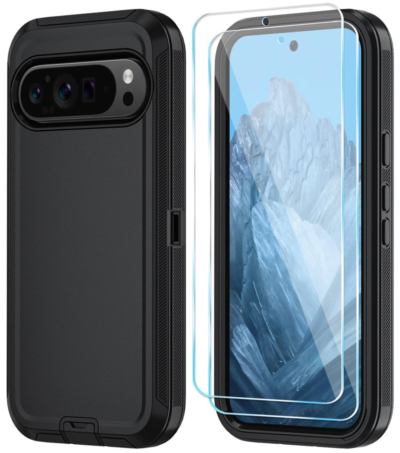 Qinmay Phone Case for Google Pixel 10 Pro XL Case with HD Screen Protector, Heavy Duty Shockproof & Dropproof 3-Layer Cover Phone Case (WineRedPink, for Pixel 10 Pro XL)