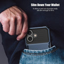 iPhone 16 Case Holder Store 5 Cards Dual Layer Heavy Duty Shockproof Wallet Case Hidden Card Slot Large Storage Cover