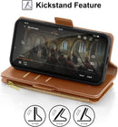 iPhone 16 Wallet Case RFID Blocking Zipper Credit Card Holder Slots Red