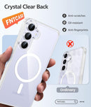 Galaxy S25 FE magnetic clear case attached to wireless charger
