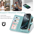 iPhone 16,Detachable Magnetic Phone Case, PU Leather All - Round Protective Case Blue