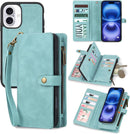 iPhone 16,Detachable Magnetic Phone Case, PU Leather All - Round Protective Case Blue
