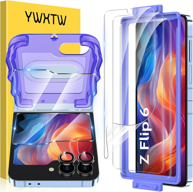 Samsung Galaxy Z Flip 6 3Pcs Inner Soft EPU Film+2Pcs Front Display Tempered Glass+1 Set Camera lens Protector - Gorilla Cases