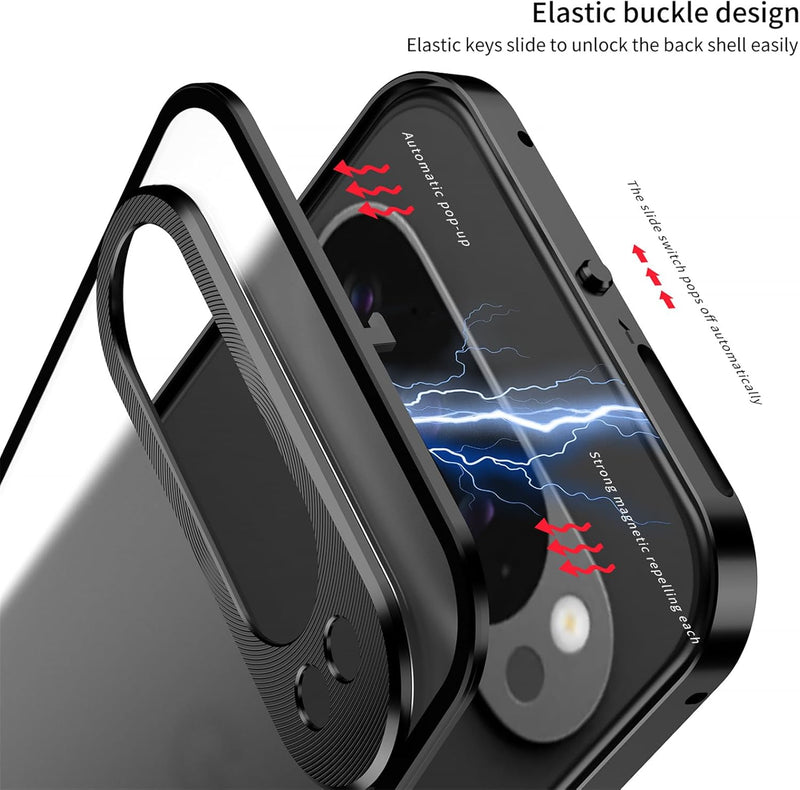 Google Pixel 9 Pro Luxury Premium Aluminum Alloy Shockproof Bumper Frame Plastic Back Cover Black - Gorilla Cases