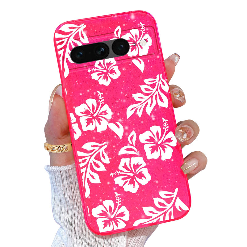 for Google Pixel 10 Pro XL Case Pink, Glitter Bling Phone Case for Women Girls Girly, Cute Sparkly Neon Bright Color, Soft TPU Phone Case for Google Pixel 10 Pro XL 6.8 inch, Hot Pink