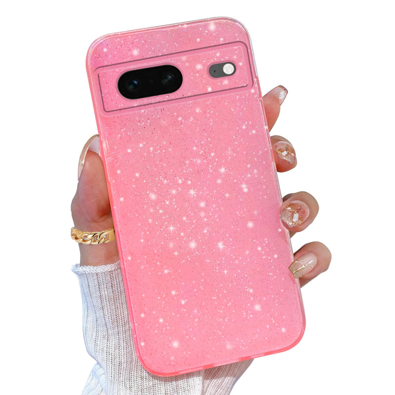 for Google Pixel 10 Pro XL Case Pink, Glitter Bling Phone Case for Women Girls Girly, Cute Sparkly Neon Bright Color, Soft TPU Phone Case for Google Pixel 10 Pro XL 6.8 inch, Hot Pink