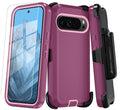 Qinmay Phone Case for Google Pixel 10 Pro XL Case with HD Screen Protector, Heavy Duty Shockproof & Dropproof 3-Layer Cover Phone Case (WineRedPink, for Pixel 10 Pro XL)