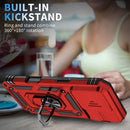 iPhone 16 Pro Case Slide Lens Cover & Built - in 360° Rotate Ring Stand Magnetic Case Black