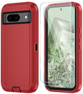 Qinmay Phone Case for Google Pixel 10 Pro XL Case with HD Screen Protector, Heavy Duty Shockproof & Dropproof 3-Layer Cover Phone Case (WineRedPink, for Pixel 10 Pro XL)