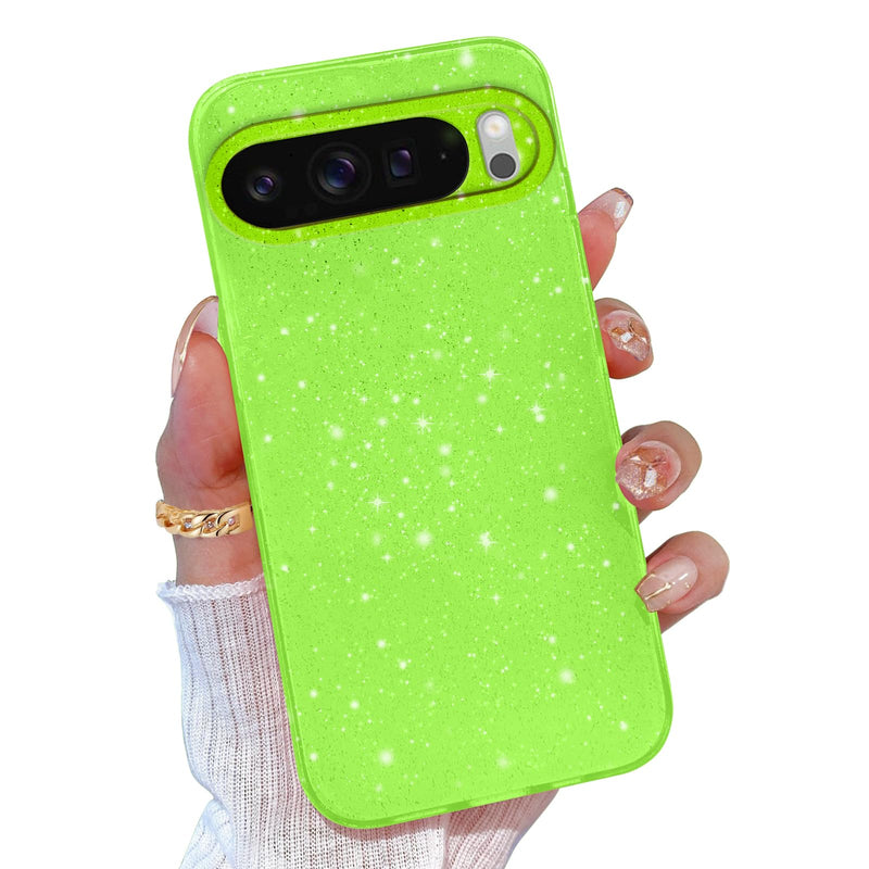 for Google Pixel 10 Pro XL Case Pink, Glitter Bling Phone Case for Women Girls Girly, Cute Sparkly Neon Bright Color, Soft TPU Phone Case for Google Pixel 10 Pro XL 6.8 inch, Hot Pink