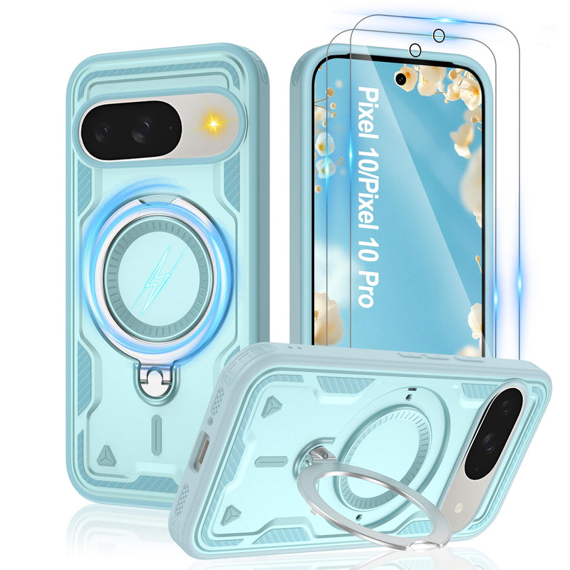 Gritup for Google Pixel 10 Pro XL Case：Compatible with MagSafe | with HD Screen Protector×2 | Metal Rotated Kickstand | Military Grade Drop Proof Protective | Anti-Fingerprint,Black