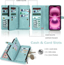 iPhone 16,Detachable Magnetic Phone Case, PU Leather All - Round Protective Case Blue