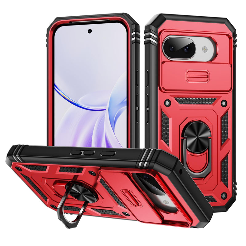 Lunivop Compatible with Google Pixel 10 Pro XL Case 360° Metal Rotated Ring Holder Magnetic Kickstand【Camera Protection】 Military - Grade Heavy Duty for Pixel 10 Pro XL Phone Case 2025 Pink Green