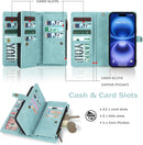 iPhone 16,Detachable Magnetic Phone Case, PU Leather All - Round Protective Case Blue