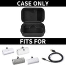 Hard shell power bank case open showing elastic slot and mesh pocket