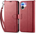 iPhone 16 Leather Magnetic Closure Protective Flip Cover Compatible Black
