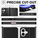 iPhone 16 Leather Magnetic Closure Protective Flip Cover Compatible Black