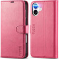 iPhone 16 Leather Magnetic Closure Protective Flip Cover Compatible Black