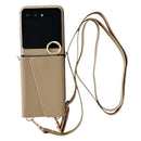 Motorola Razr Ultra Card Holder Leather Case with Shoulder Strap - Khaki