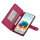 Google Pixel 11 Leather Zipper Wallet Case with Straps (Red)