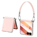 Samsung Galaxy Z Flip8 Leather Case with Wrist Strap - Pink