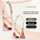 Samsung Galaxy Z Flip8 Leather Case with Wrist Strap & Hinge Protection
