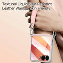 Samsung Galaxy Z Flip8 Leather Case with Wrist Strap & Hinge Protection