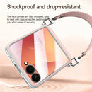 Samsung Galaxy Z Flip8 Leather Case with Wrist Strap & Hinge Protection