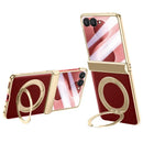 Samsung Galaxy Z Flip 8 Ring Kickstand Case with Tempered Glass - Red