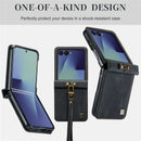 Samsung Galaxy Z Flip8 Matte Leather Folding Case with Hand Strap