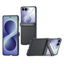 Samsung Galaxy Z Flip 8 Kickstand Leather Case with HD Screen Protector - Black