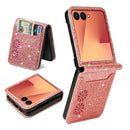 Samsung Galaxy Z Flip 8 Starry Sky Card Holder Leather Case - Rose Gold