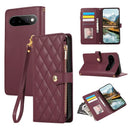 Google Pixel 11 Pro XL Rhombus Wallet Case Wine Red