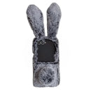 Samsung Galaxy Z Flip 8 Winter Plush Bunny Ears Case - Dark Grey