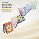Samsung Galaxy Z Flip8 Floral Leather Case with Ring Holder & Strap