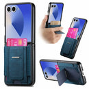 Samsung Galaxy Z Flip 8 Retro Leather Kickstand Card Case - Blue