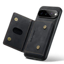Google Pixel 11 Pro XL Detachable Wallet Case — Magnetic Leather Folio with Kickstand (Black)